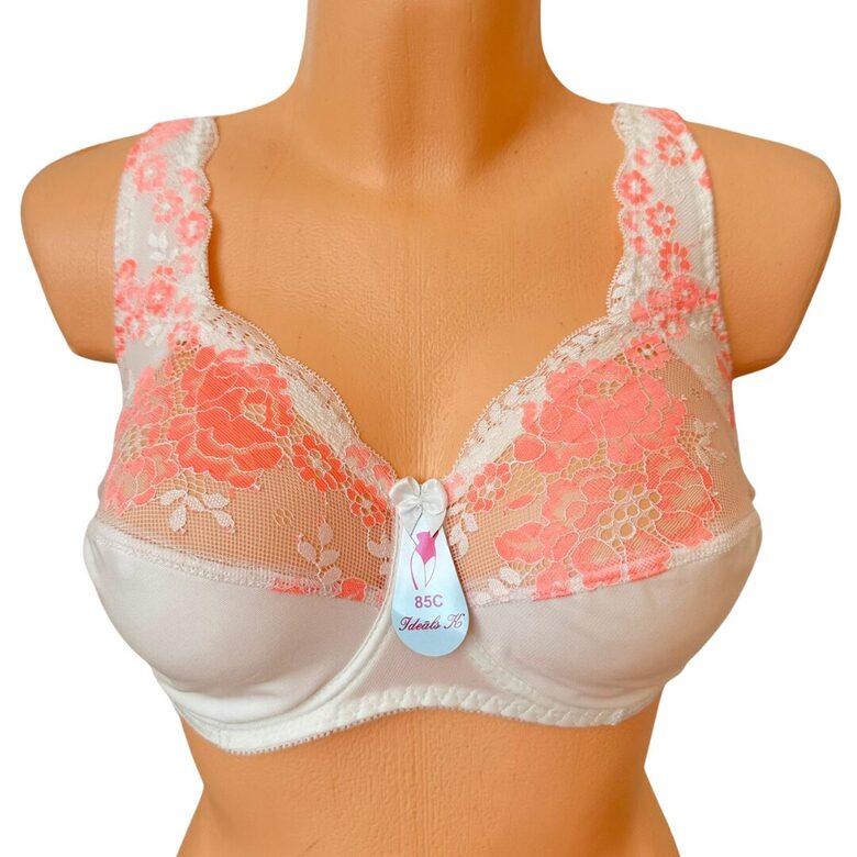 Bra for fuller busts in pink/white